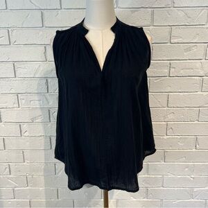 Ulla Johnson Smocked Shoulder Sleeveless Blouse Black Size 2